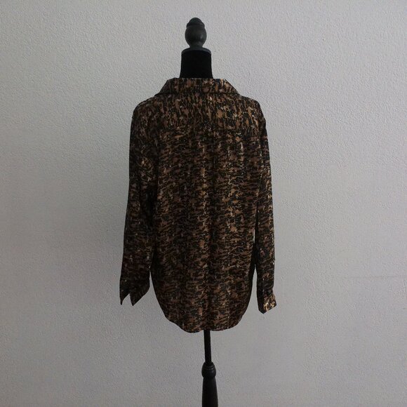 Dark Golden color with animal print blouse, shiny - Picture 7 of 9